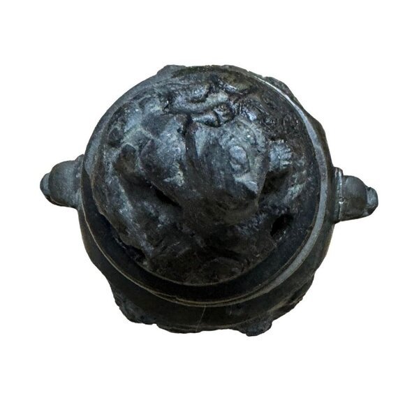 Chinese Triple Footed Brass Incense Burner Guardian Foo‎ Dog Lion Head 3.5” - Picture 4 of 8